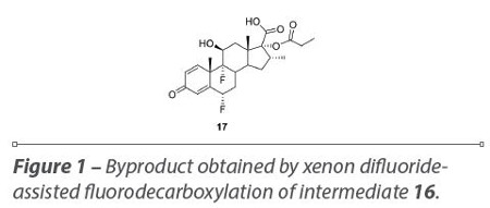 Byproduct obtained by xenon difluorideassisted fluorodecarboxylation of intermediate 16.