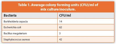 Average colony forming units (CFU)/ml of mix culture inoculum.