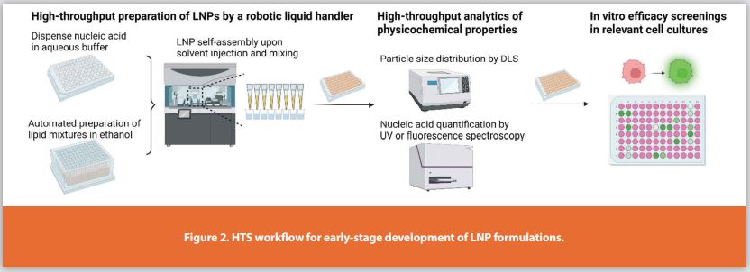 Figure 2. HTS workfl ow for early-stage development of LNP formulations.
